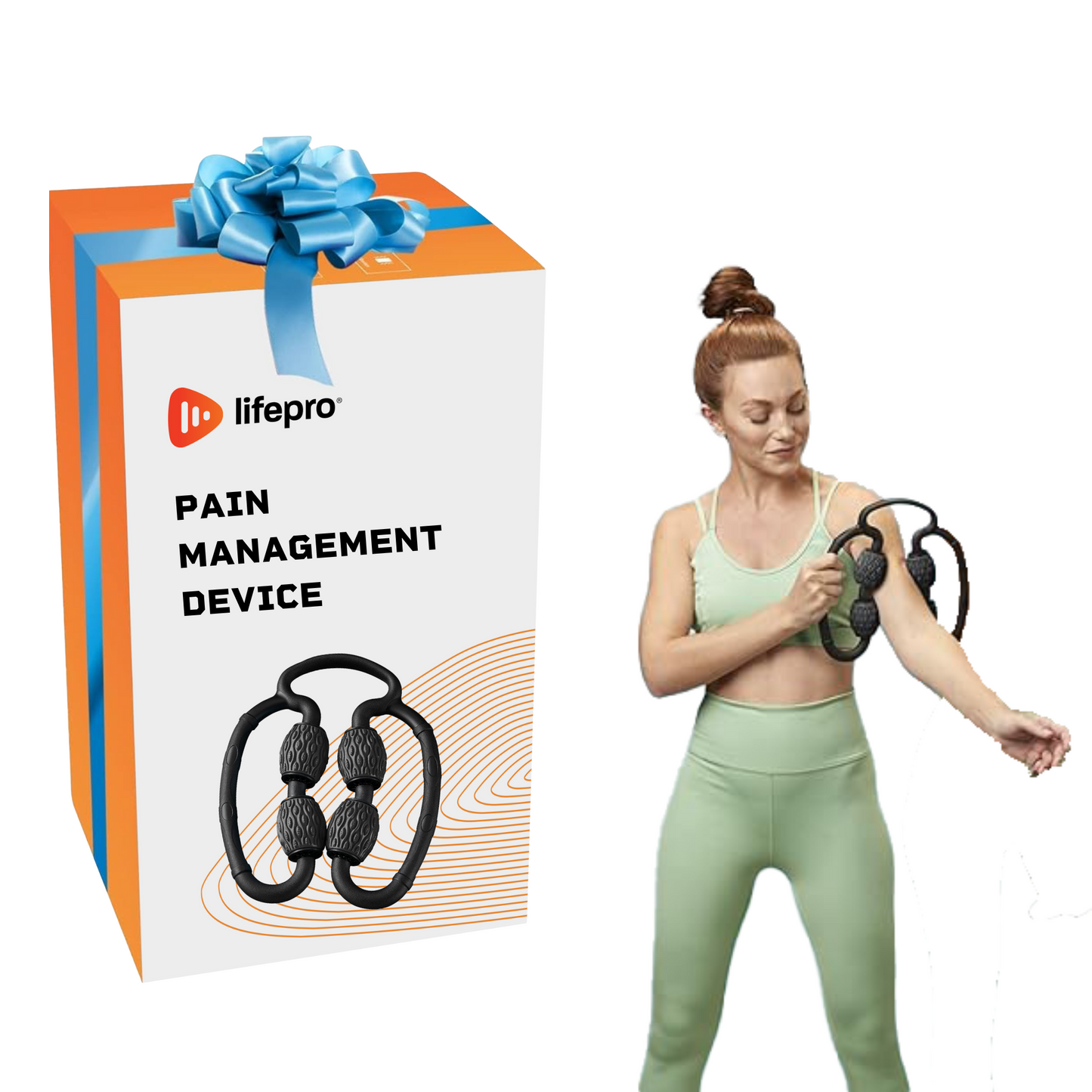 Ergonomic 4-Roller Fascia Massager for Deep Tissue Pain Relief in Thighs and Other Body Parts